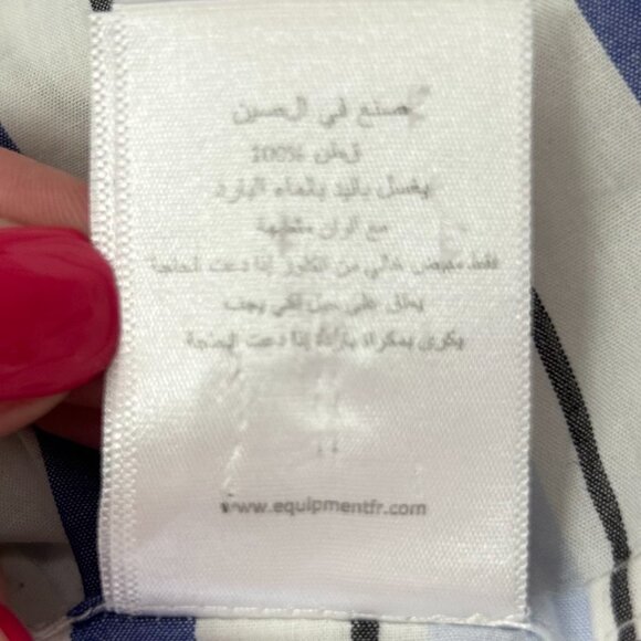 Equipment Femme Blue White Striped Cotton Button Down Shirt S Classic Workwear - Picture 7 of 10